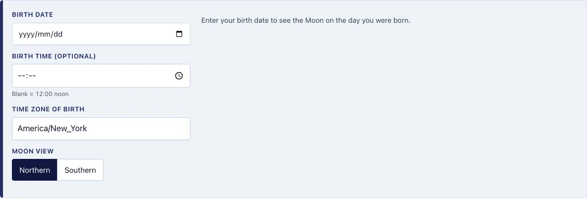 Moon phase on my birthday example
